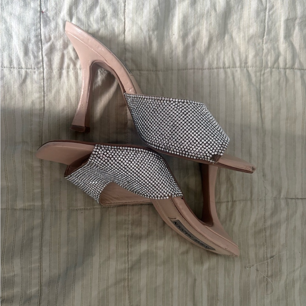 Steve Madden Blush Pink Rhinestone Slip-On Heeled Mules